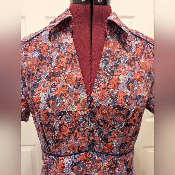 Liberty of London Floral Short Sleeved Dress US 8 - Picture 3 of 10